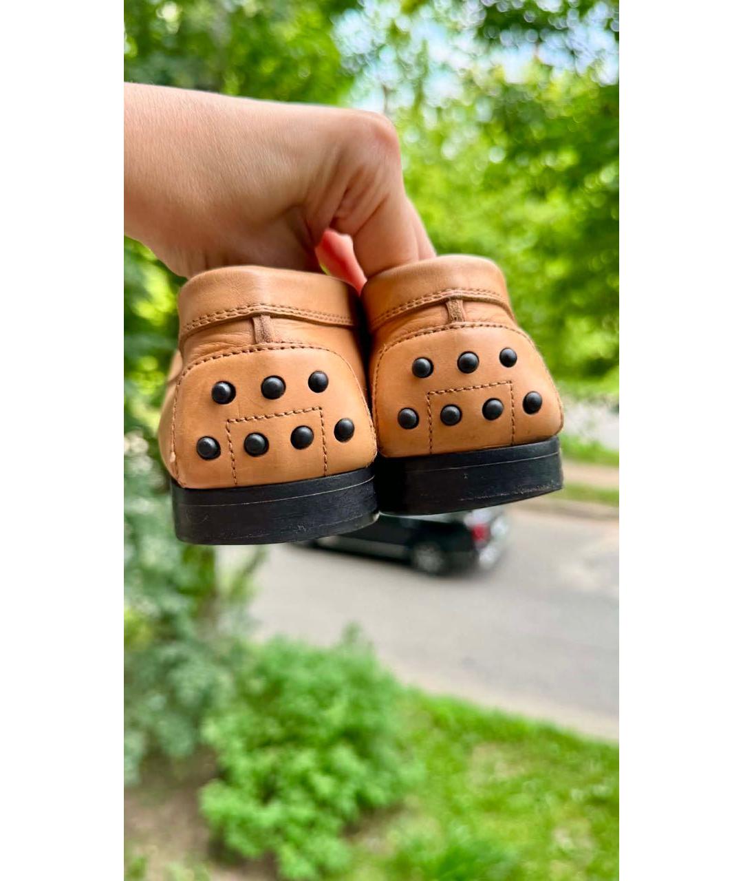 TOD'S Бежевые кожаные лоферы, фото 4