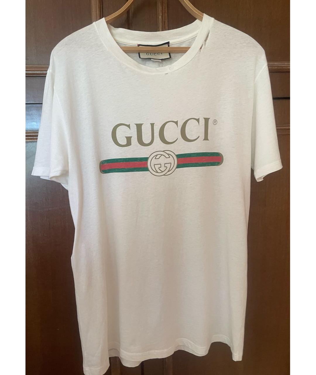 GUCCI Белая хлопковая футболка, фото 5