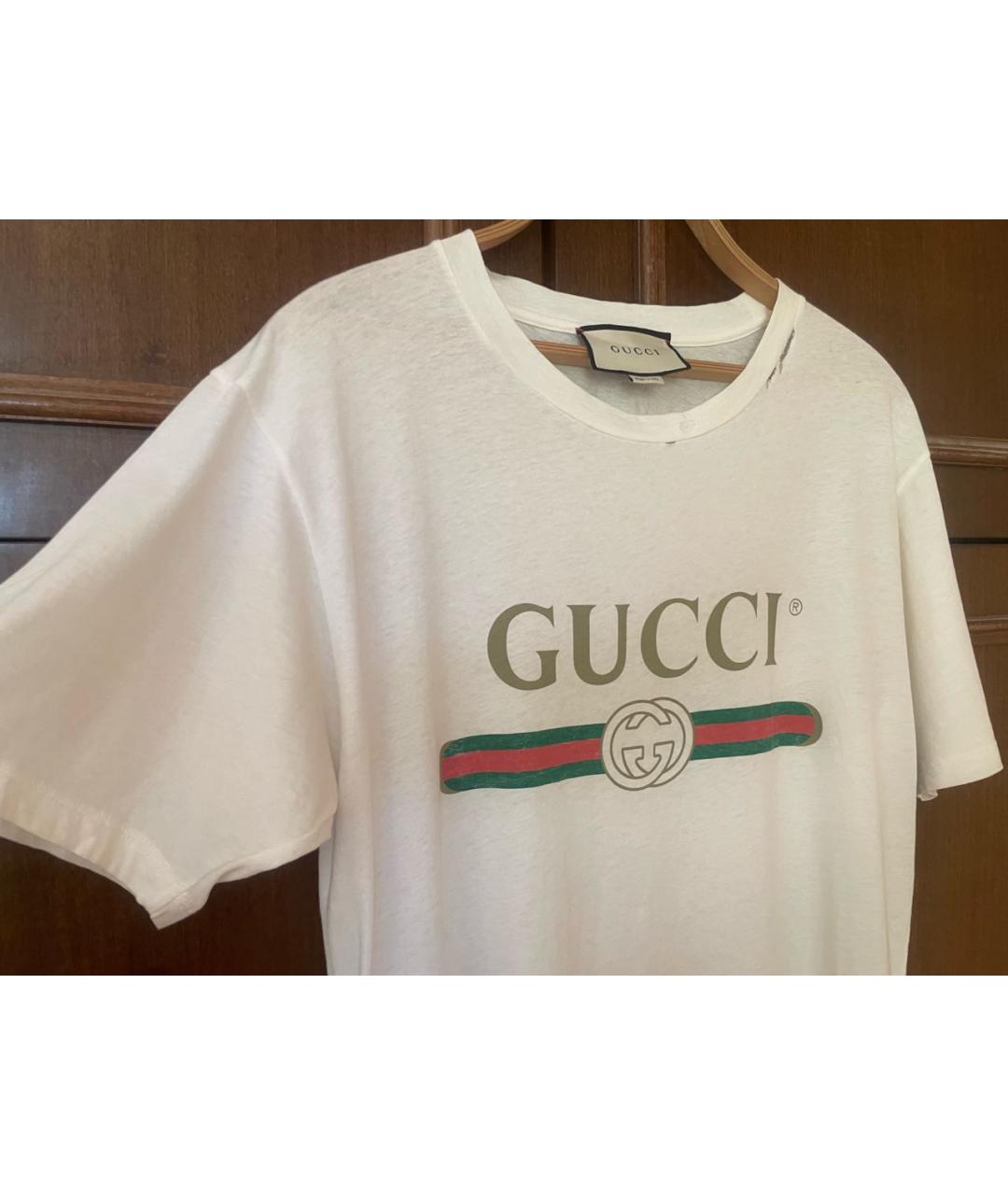 GUCCI Белая хлопковая футболка, фото 4