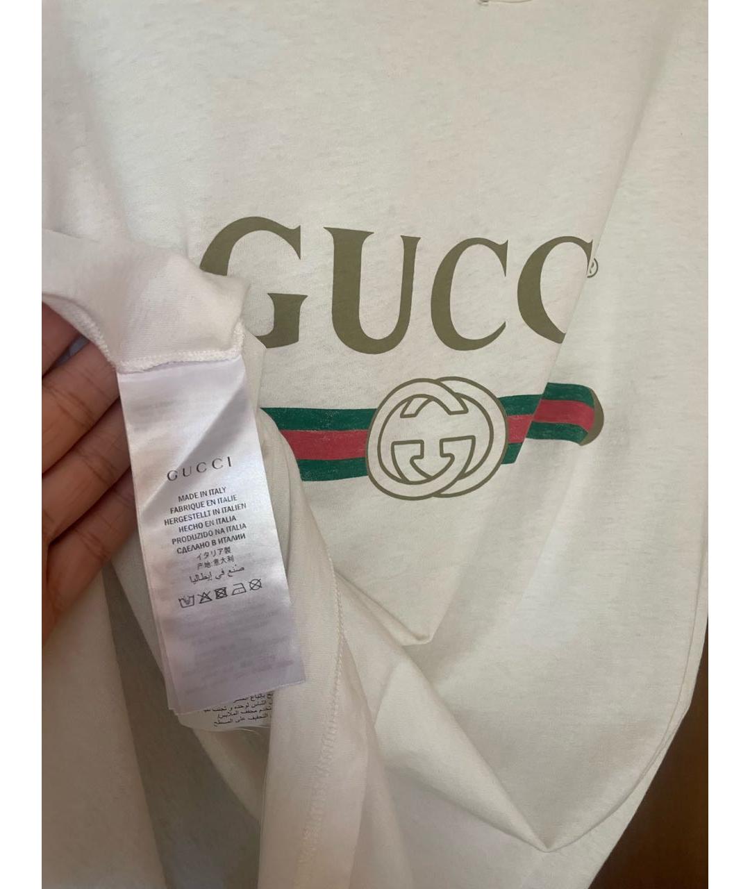 GUCCI Белая хлопковая футболка, фото 3