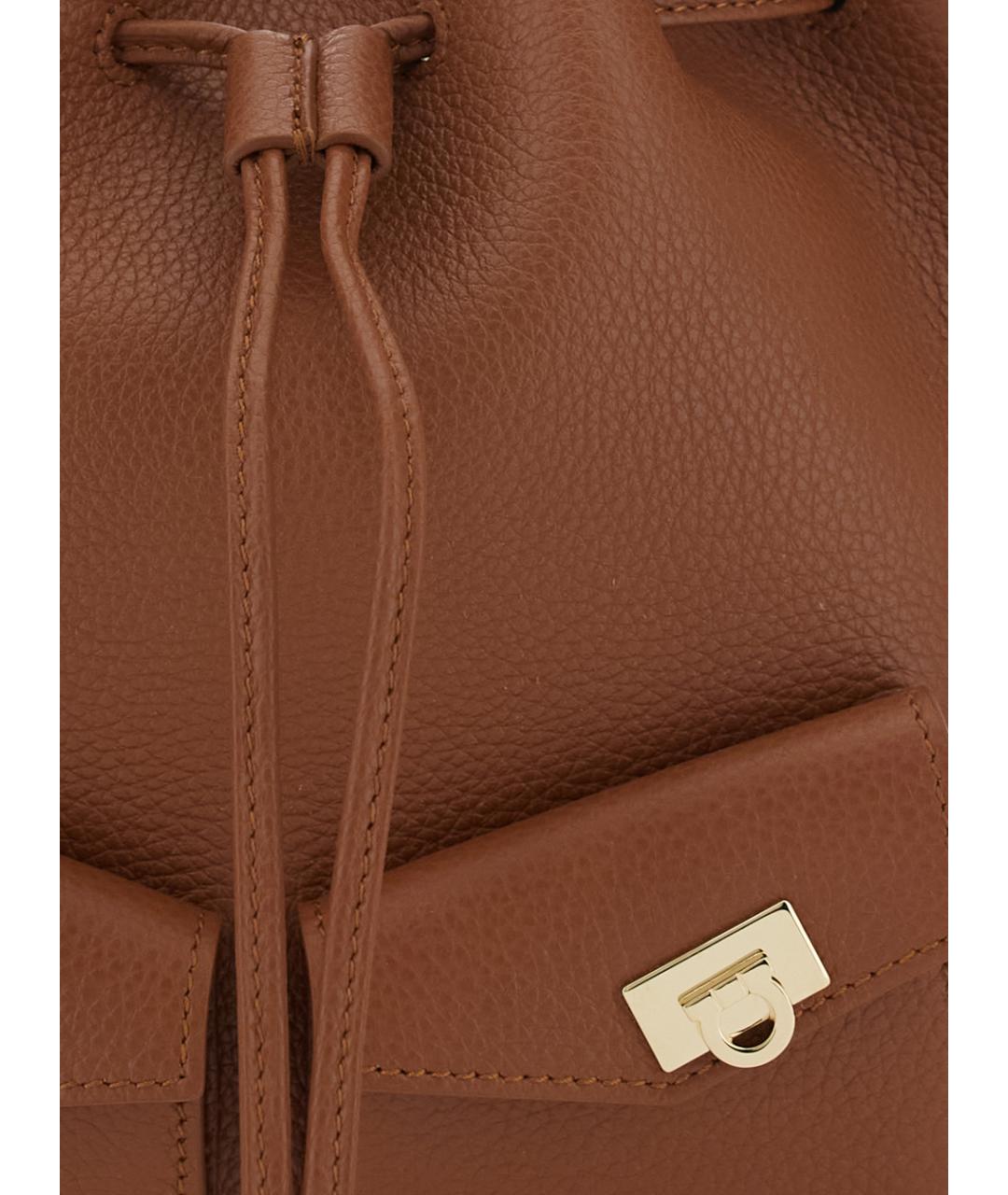 FERRAGAMO Коричневая кожаная сумка через плечо, фото 3