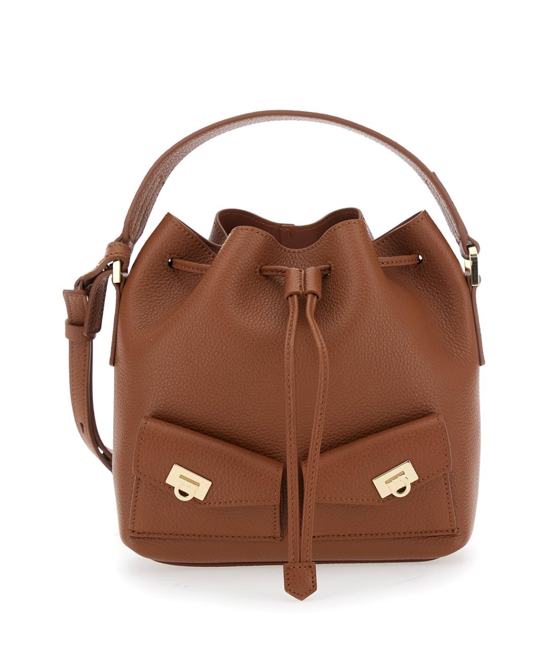 FERRAGAMO Коричневая кожаная сумка через плечо, фото 1