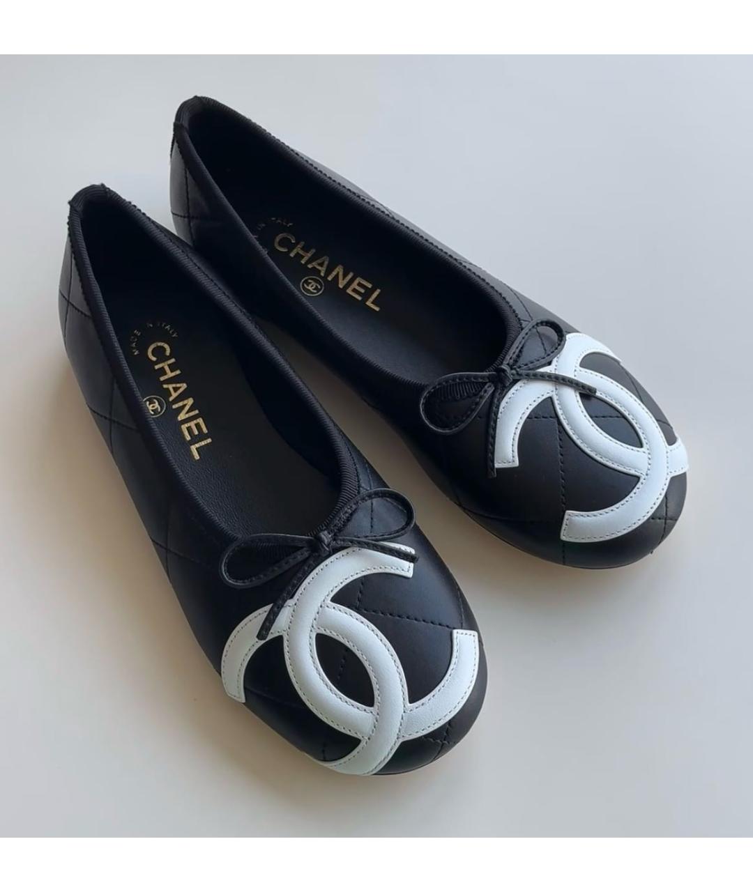 CHANEL Черные кожаные балетки, фото 2