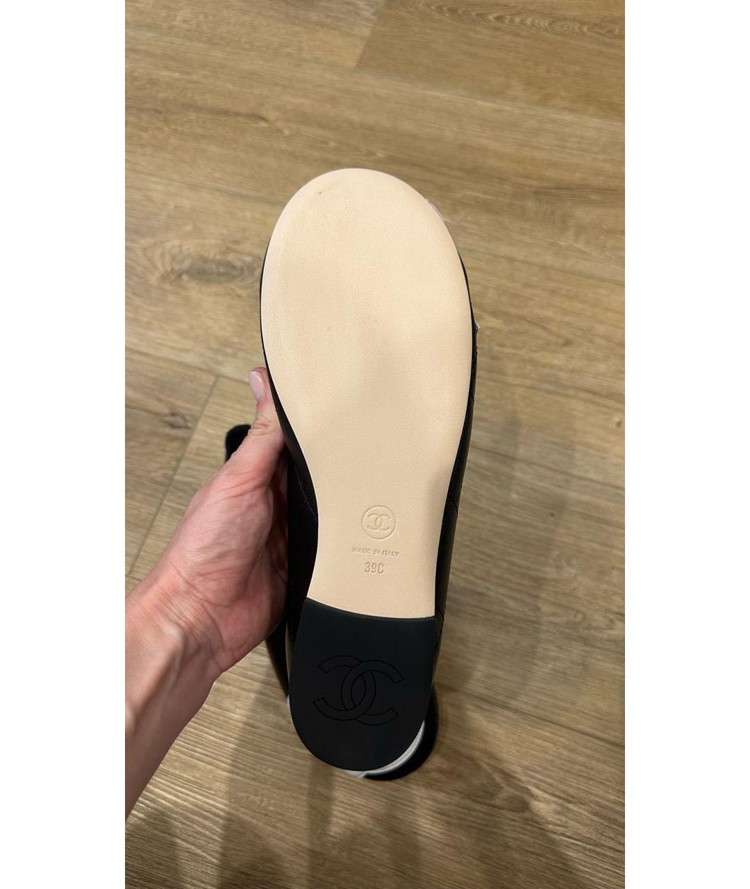 CHANEL Черные кожаные балетки, фото 5