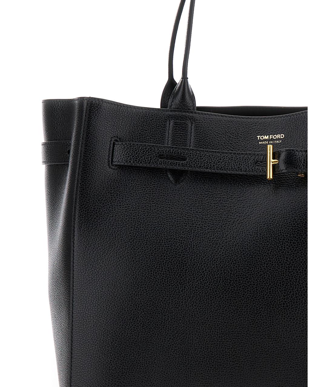 TOM FORD Черная кожаная сумка тоут, фото 3