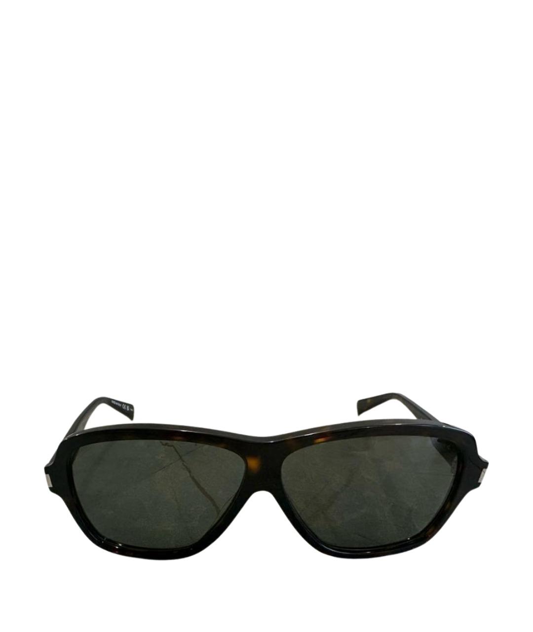 SAINT LAURENT Коричневые пластиковые солнцезащитные очки, фото 1