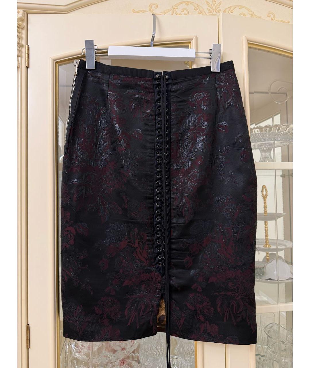 DOLCE&GABBANA Черная хлопковая юбка миди, фото 2