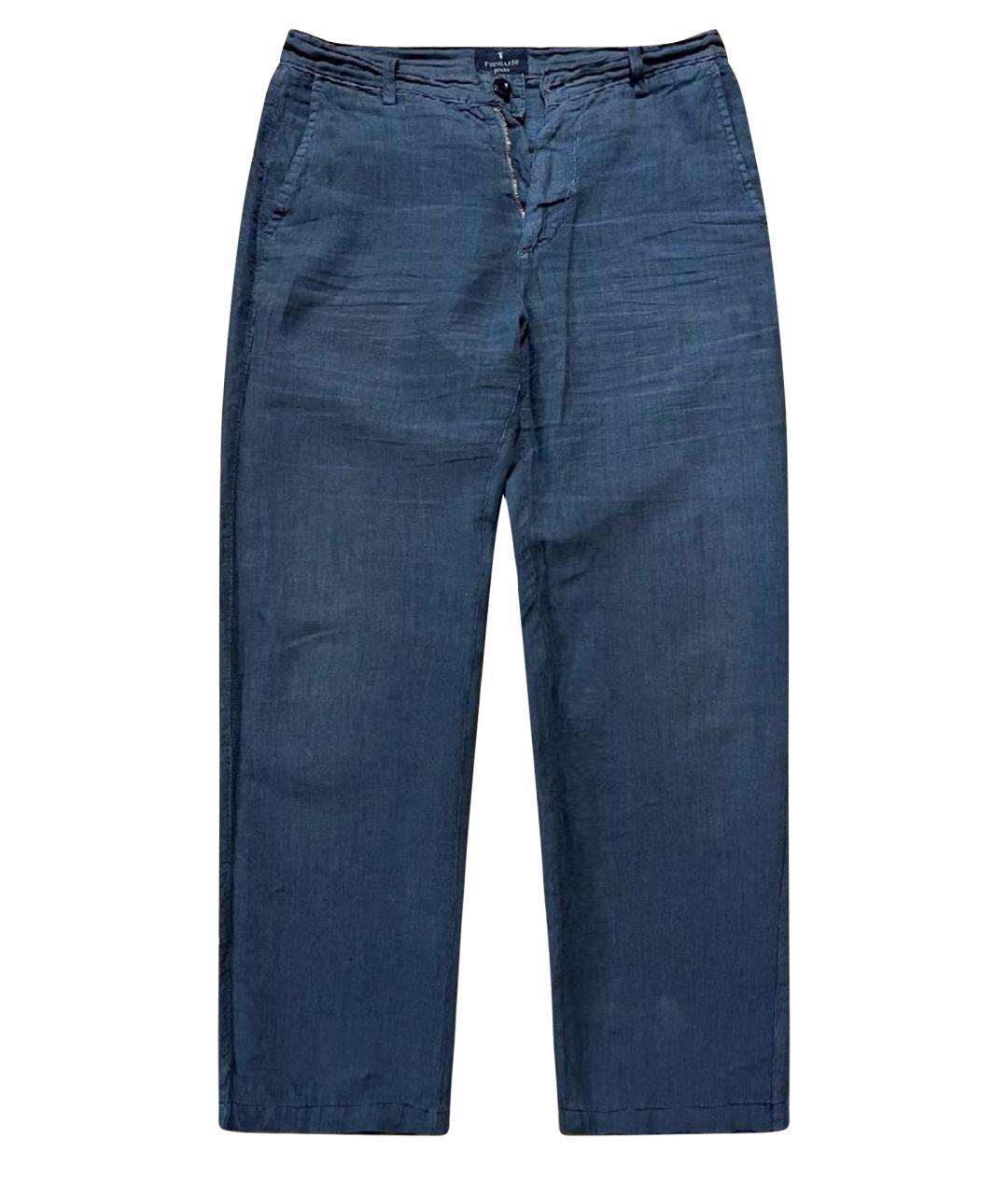 TRUSSARDI JEANS Темно-синие льняные повседневные брюки, фото 1