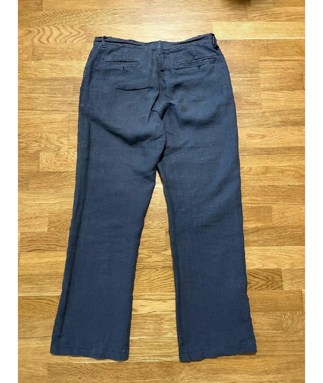 TRUSSARDI JEANS Темно-синие льняные повседневные брюки, фото 2