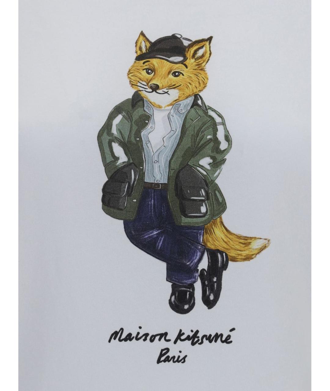 MAISON KITSUNE Белая хлопковая футболка, фото 2