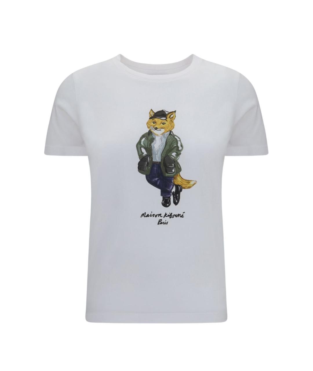 MAISON KITSUNE Белая хлопковая футболка, фото 1