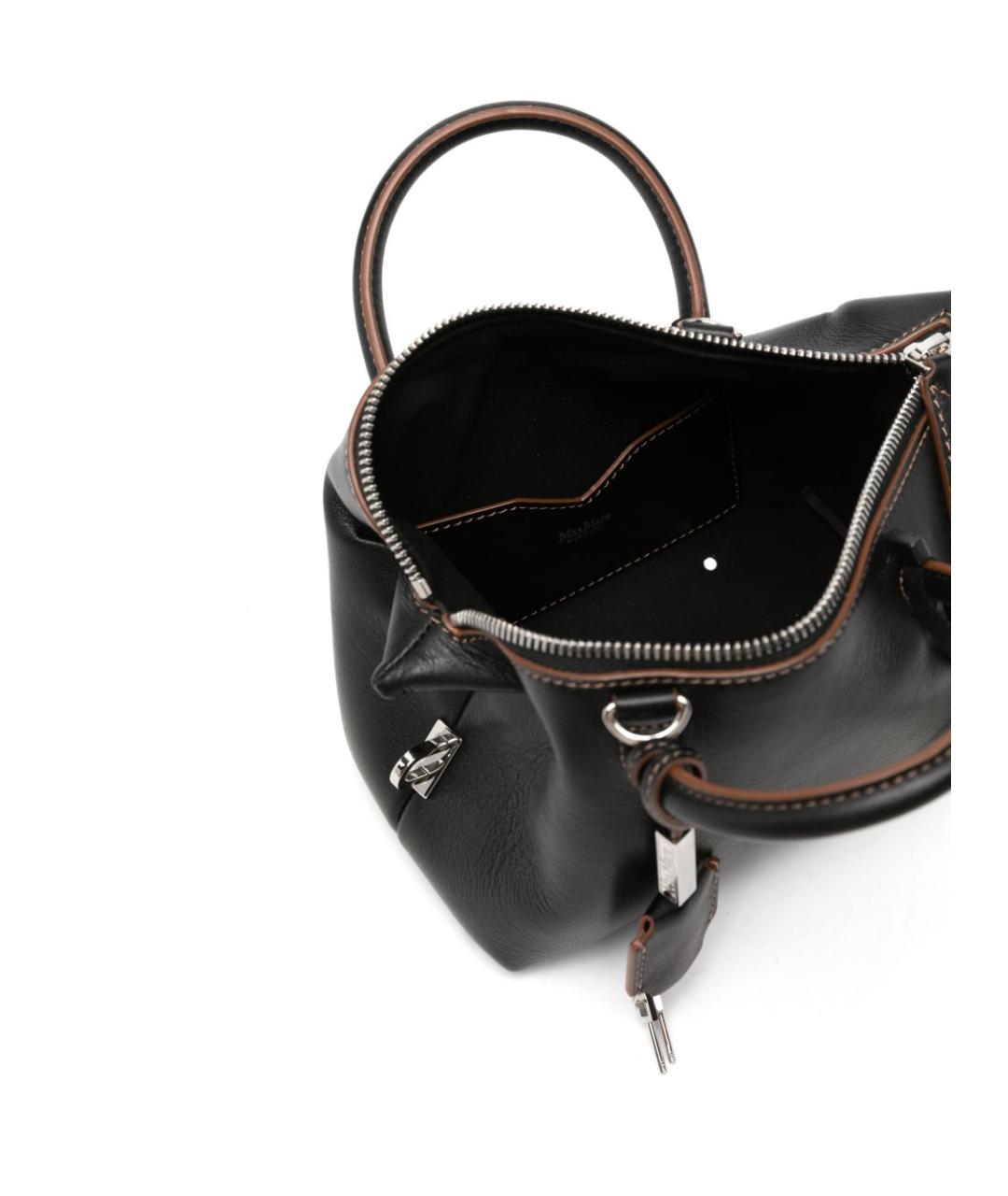 MAX MARA Черная кожаная сумка с короткими ручками, фото 5