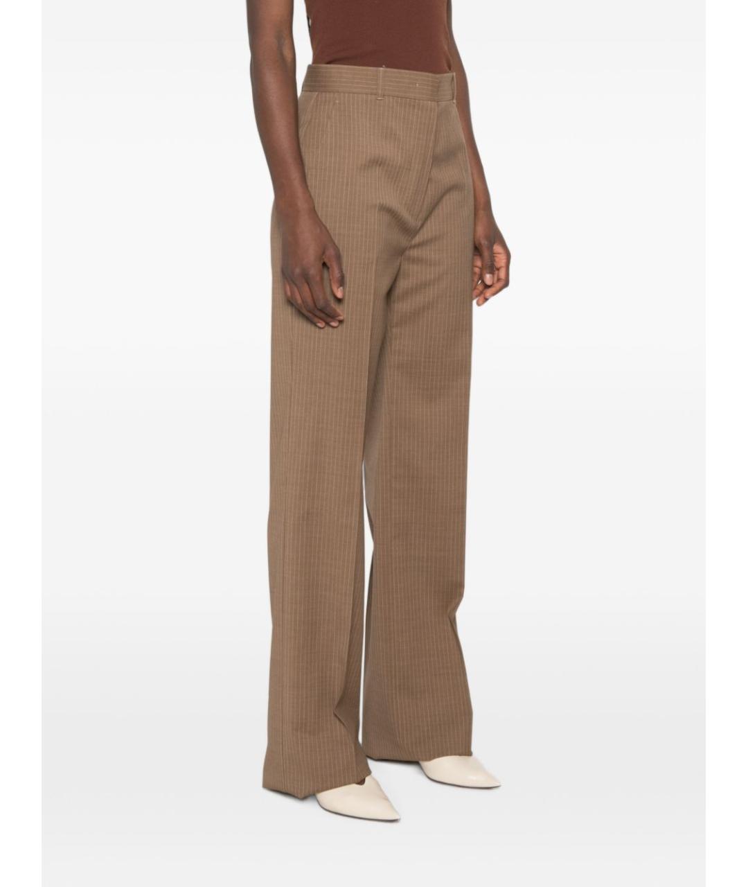 MAX MARA Бежевые шерстяные прямые брюки, фото 2