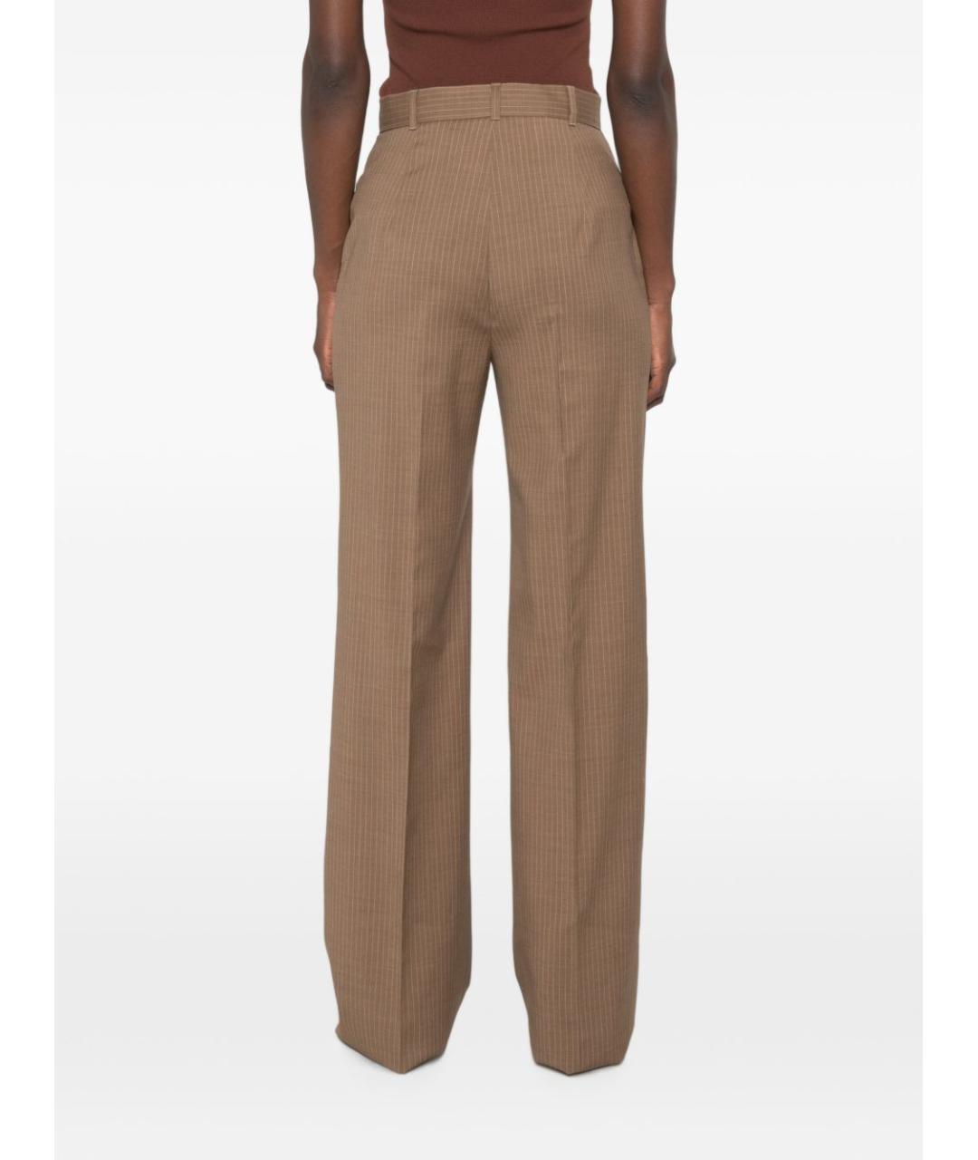 MAX MARA Бежевые шерстяные прямые брюки, фото 3