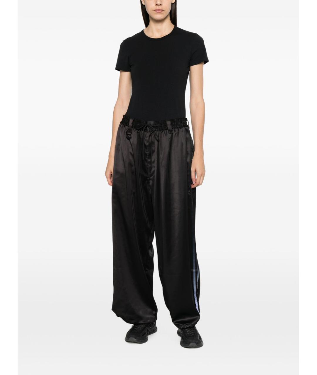 Y-3 Черные атласные повседневные брюки, фото 4