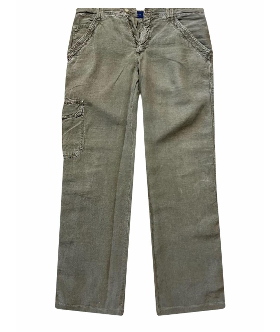 TRUSSARDI Хаки льняные повседневные брюки, фото 1