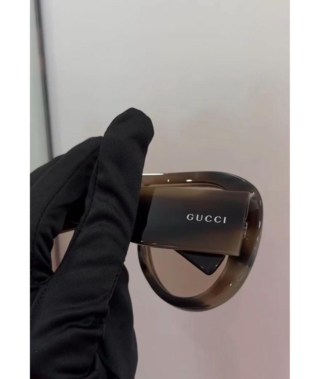 GUCCI Бежевые пластиковые солнцезащитные очки, фото 3