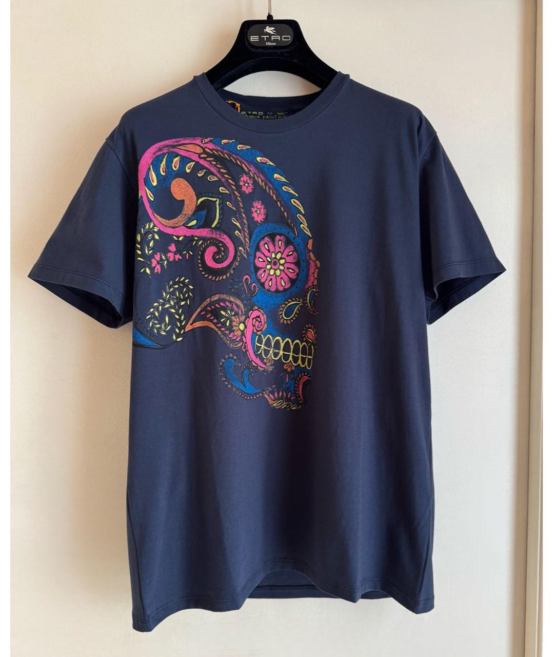 ETRO Темно-синяя хлопковая футболка, фото 5