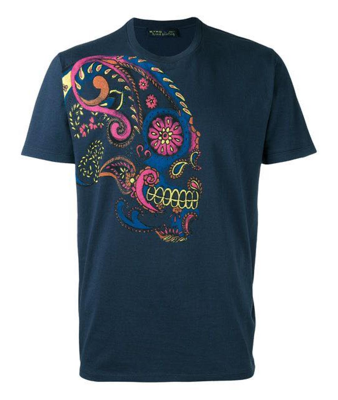 ETRO Темно-синяя хлопковая футболка, фото 1