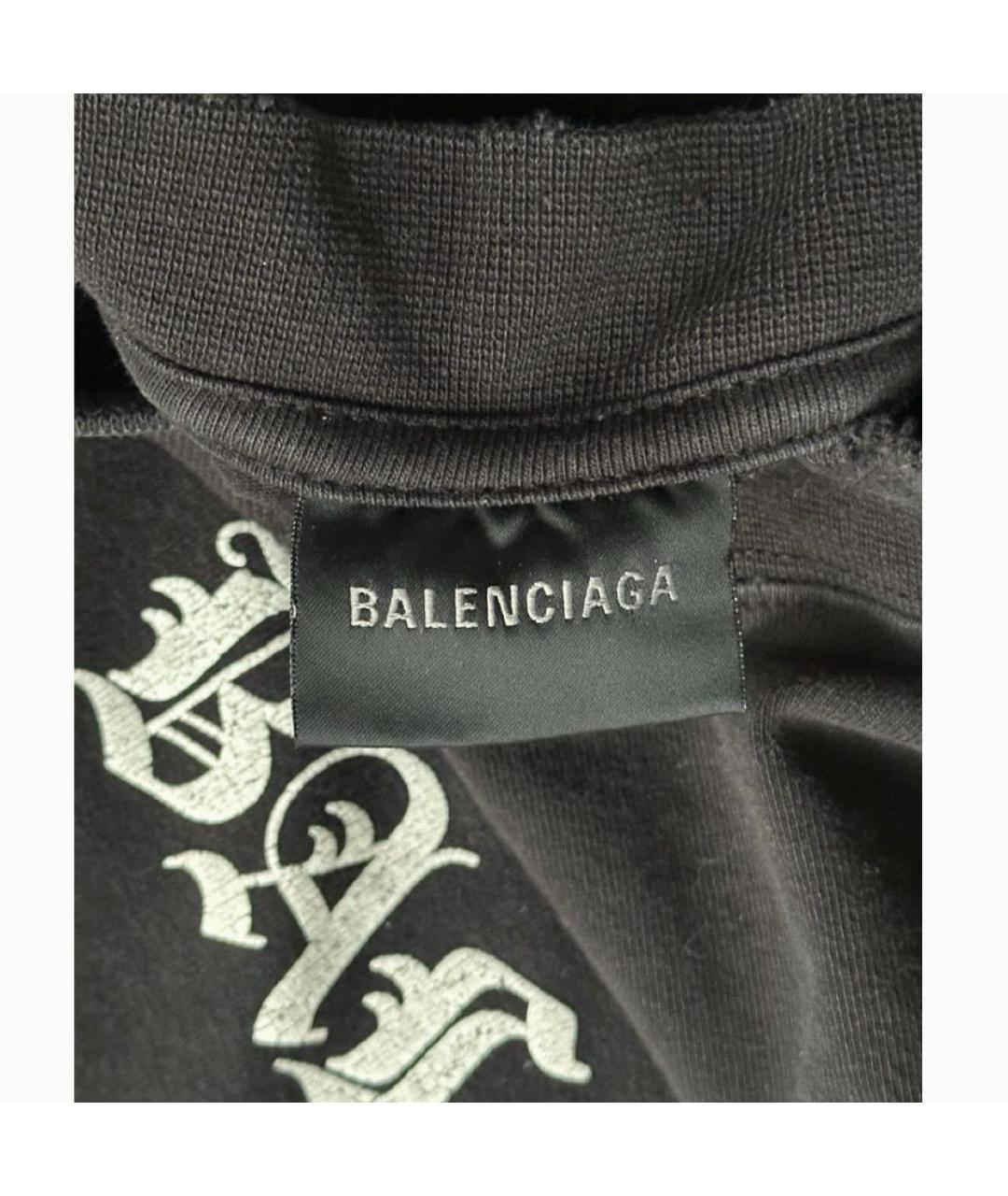 BALENCIAGA Черная хлопковая футболка, фото 3