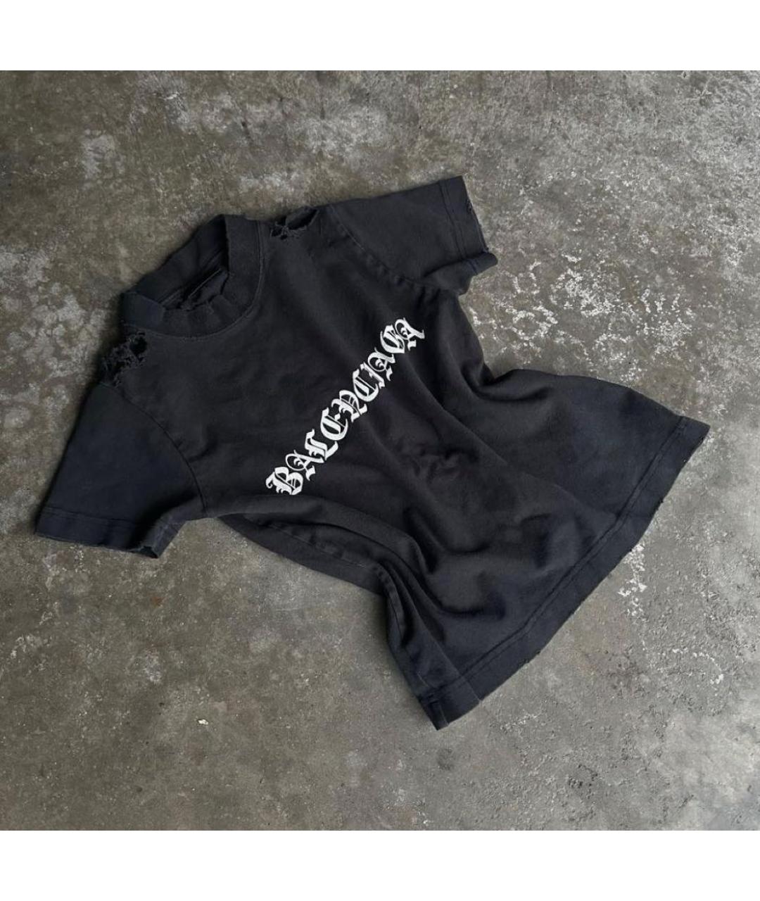 BALENCIAGA Черная хлопковая футболка, фото 5