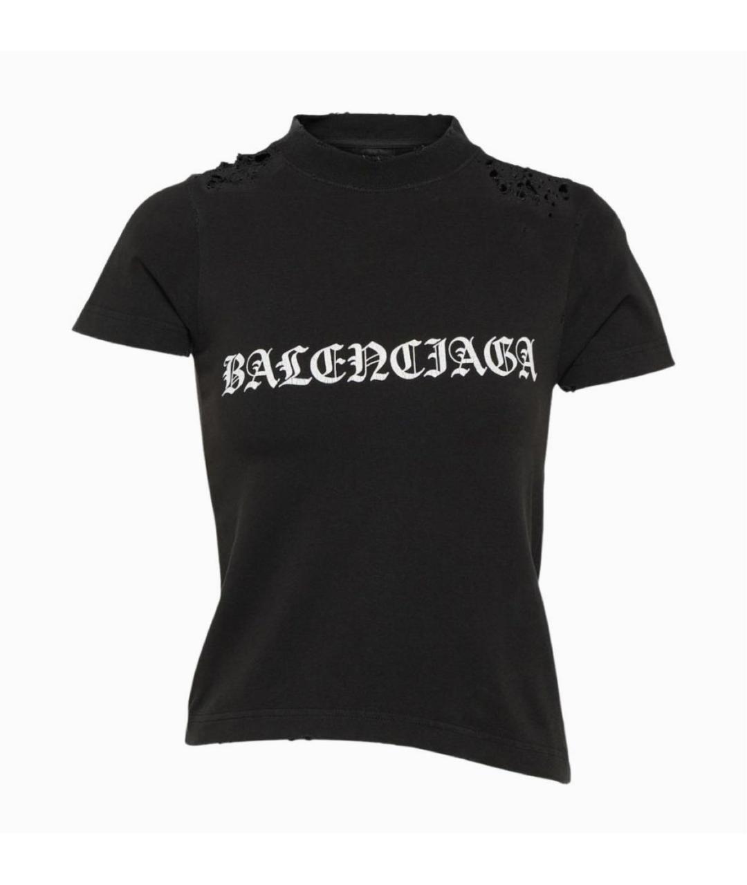 BALENCIAGA Черная хлопковая футболка, фото 7