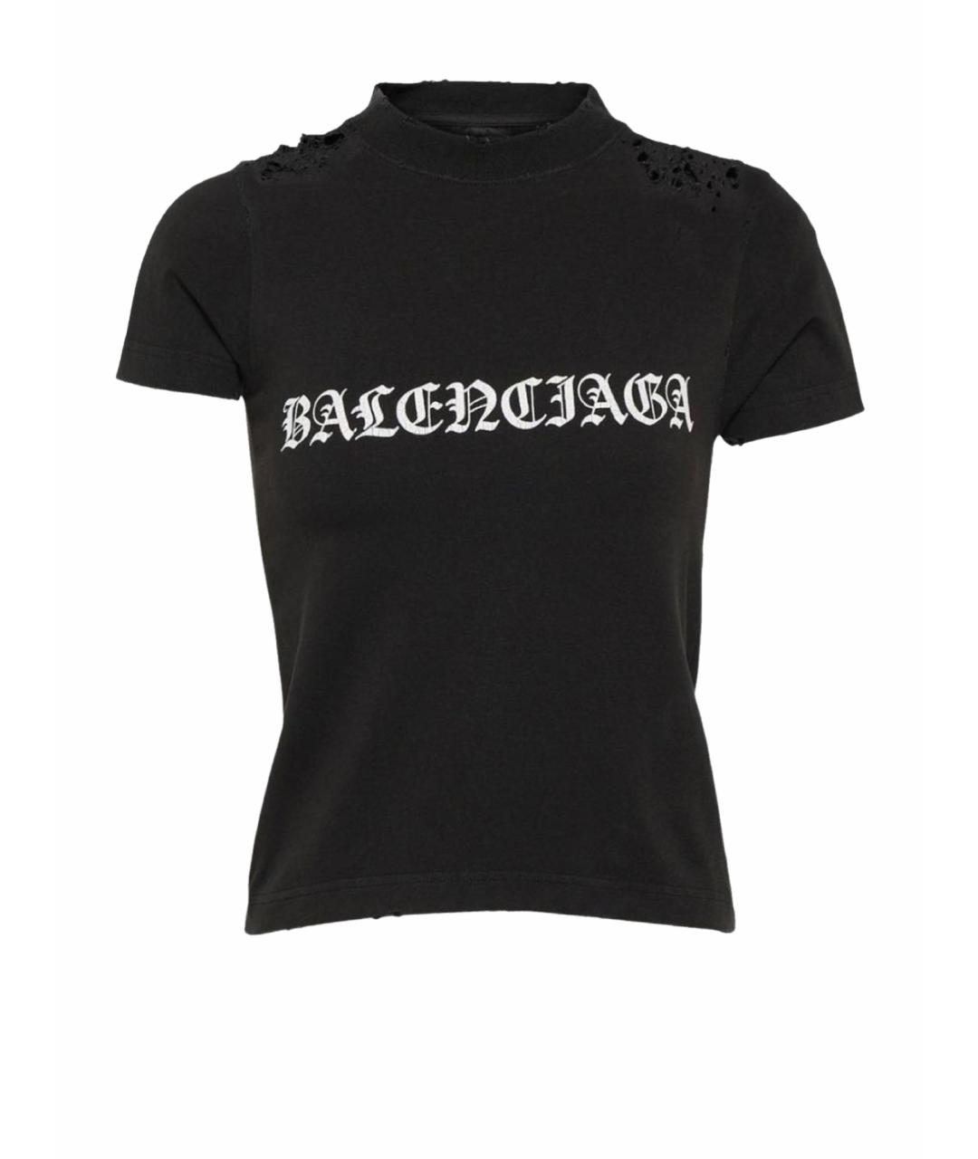 BALENCIAGA Черная хлопковая футболка, фото 1