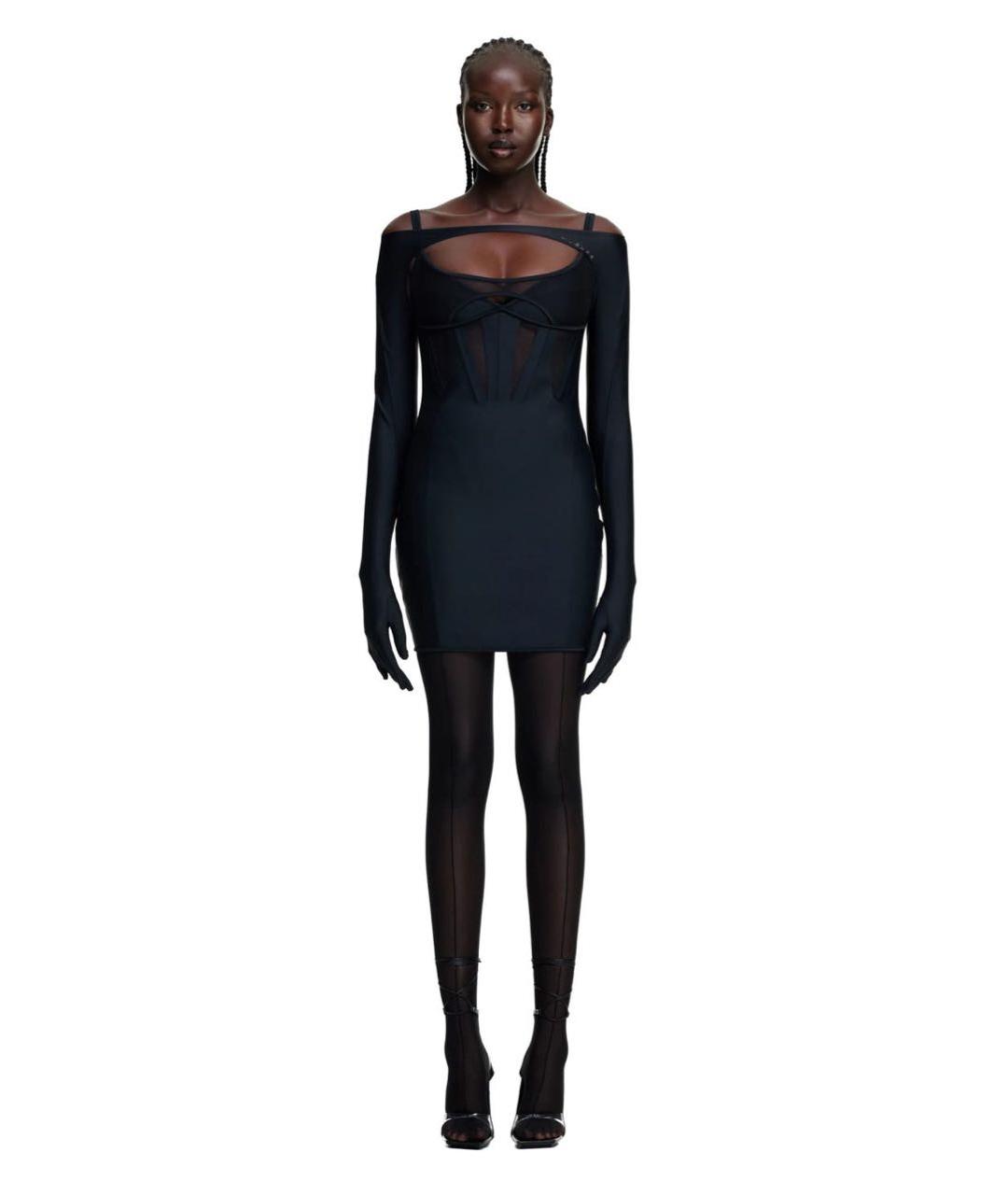 MUGLER Черное полиамидовое вечернее платье, фото 5