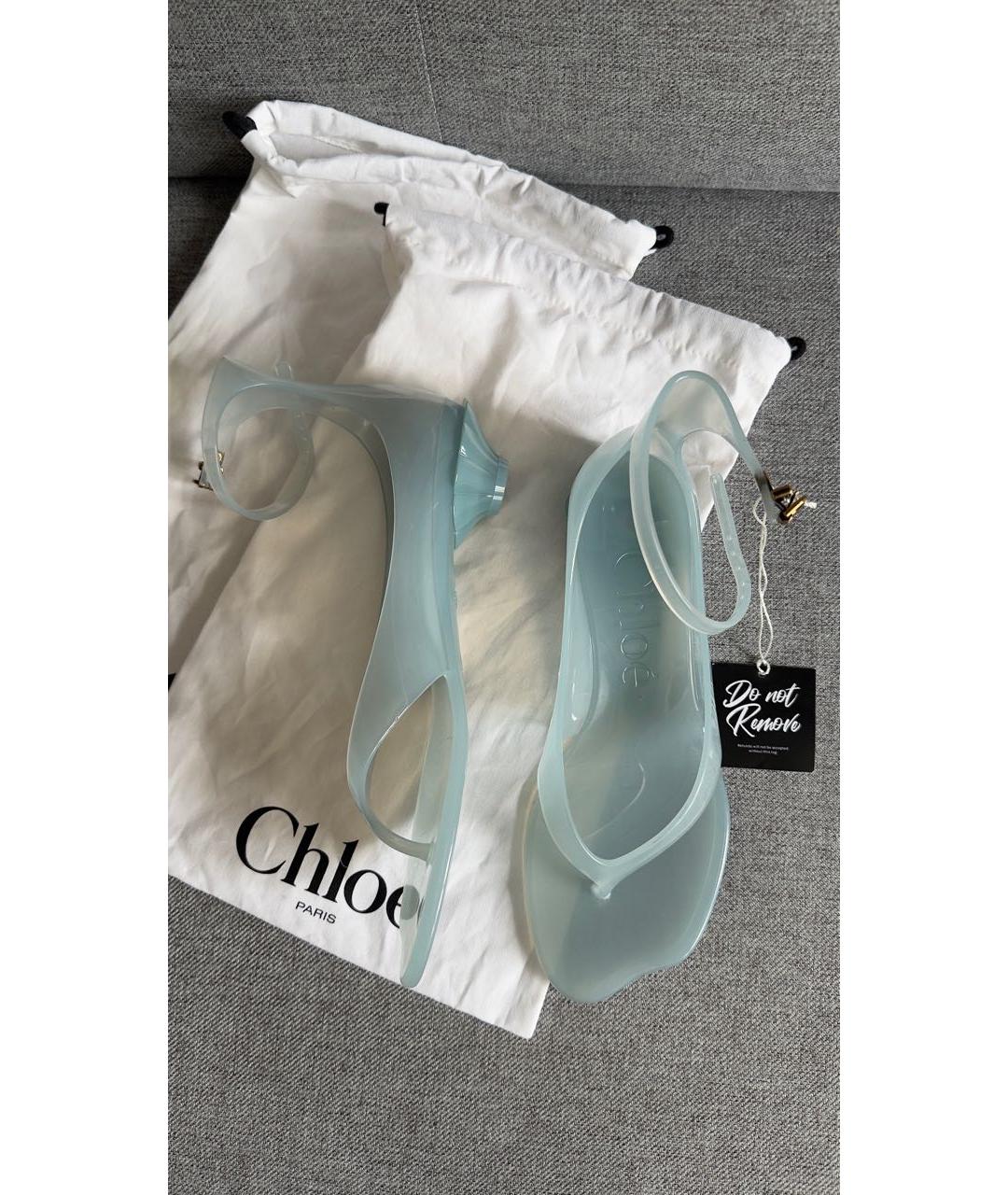 CHLOE Голубые резиновые босоножки, фото 4