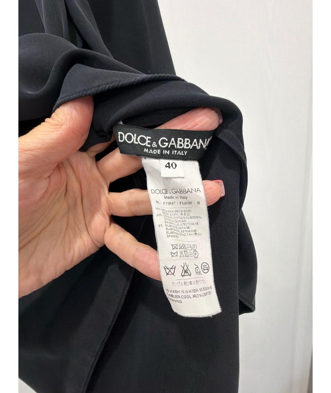 DOLCE&GABBANA Черная шелковая блузы, фото 4