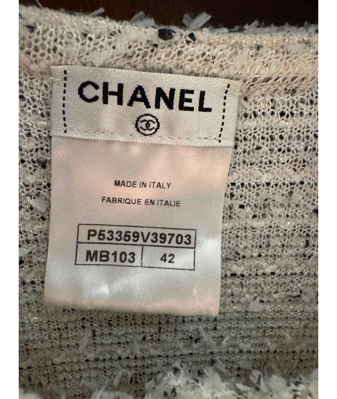 CHANEL Белое твидовое повседневное платье, фото 3