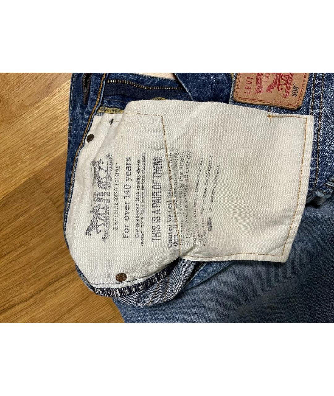 LEVI'S Синие хлопковые прямые джинсы, фото 3