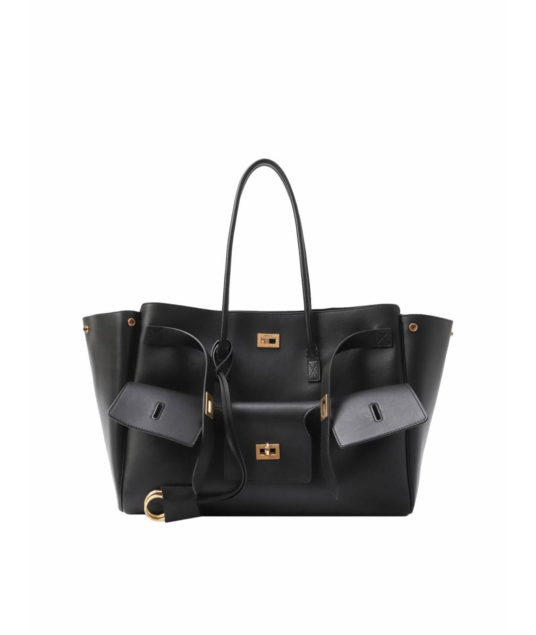 BALENCIAGA Черная кожаная сумка тоут, фото 1