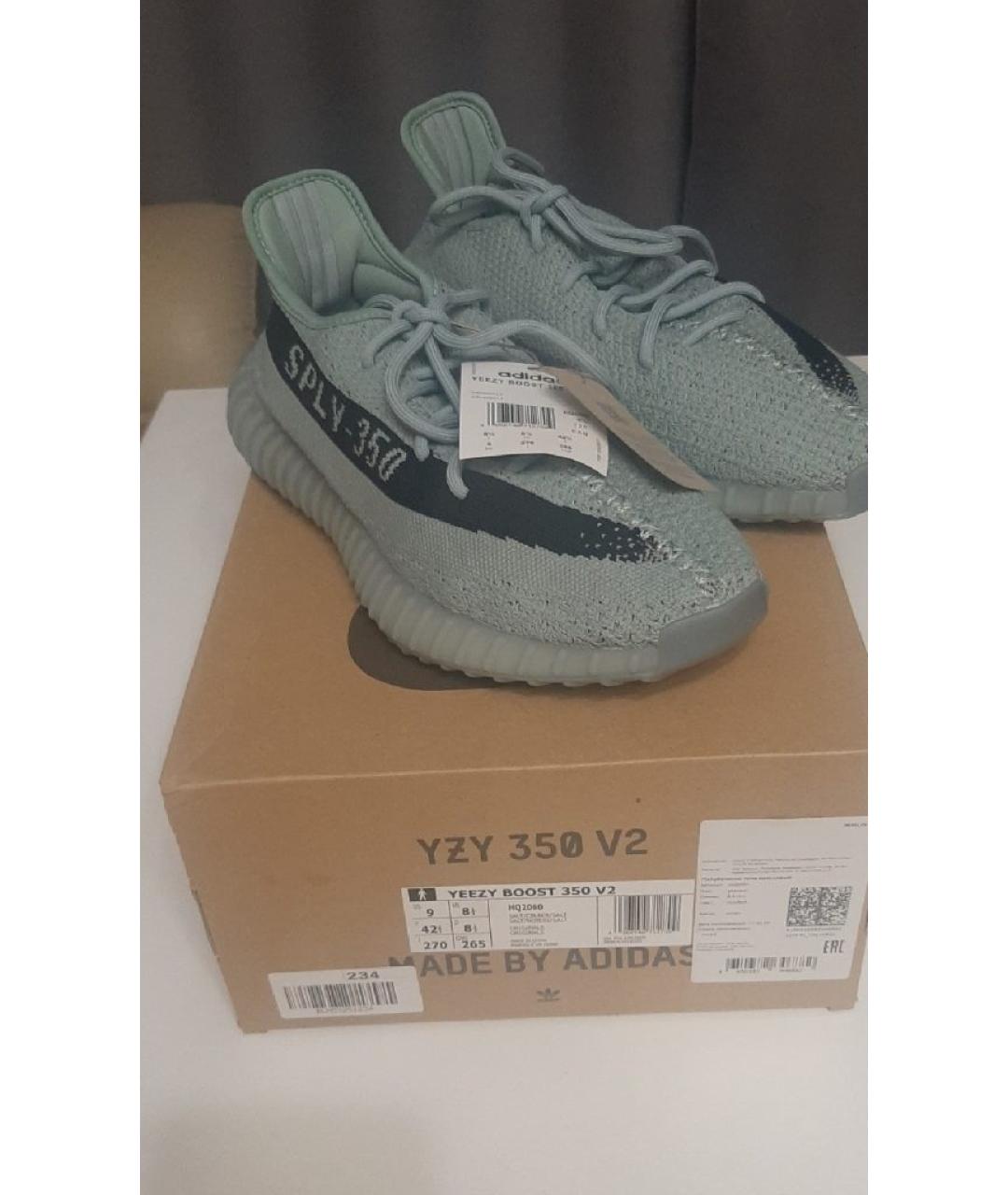 ADIDAS YEEZY Голубые текстильные низкие кроссовки / кеды, фото 7