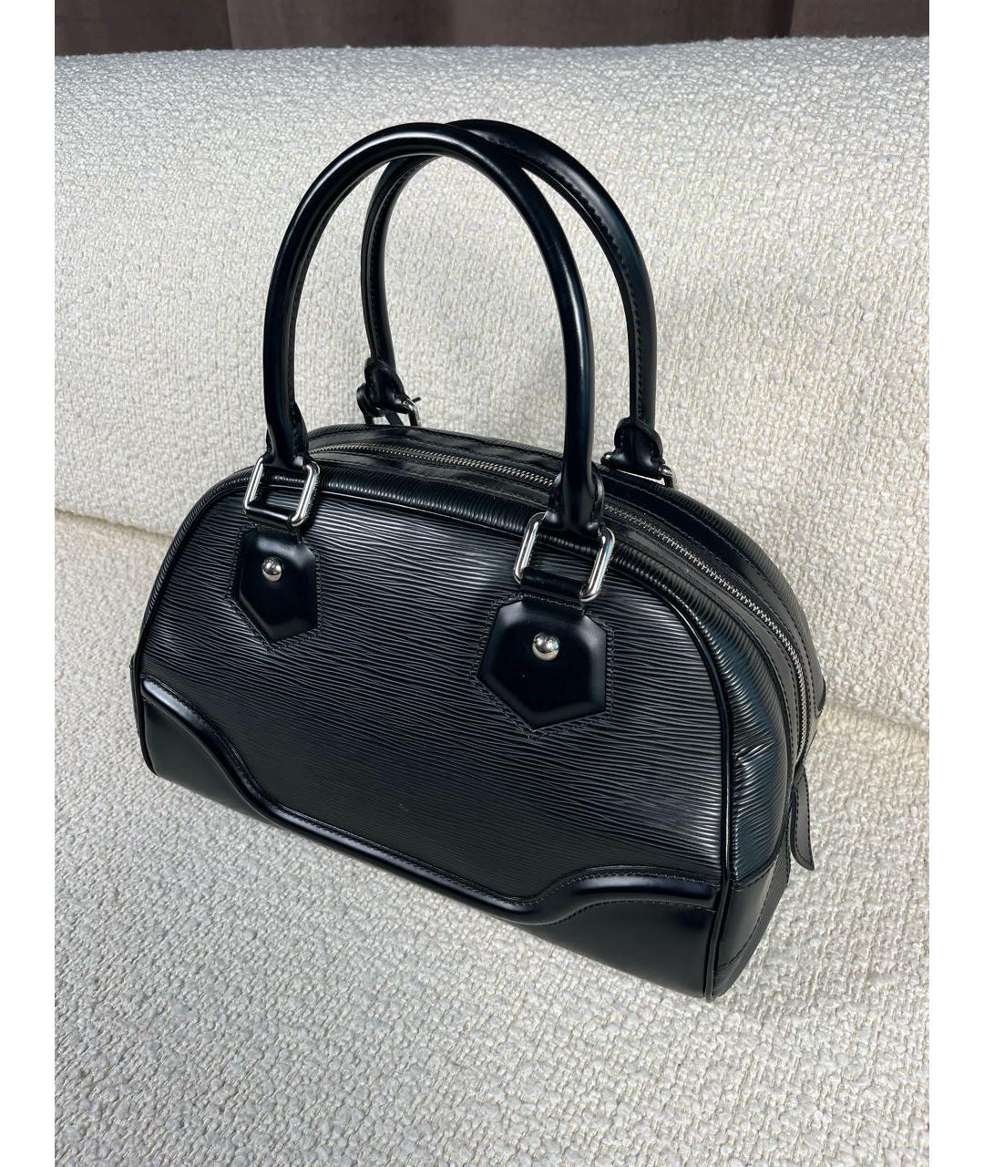 LOUIS VUITTON Черная кожаная сумка с короткими ручками, фото 5