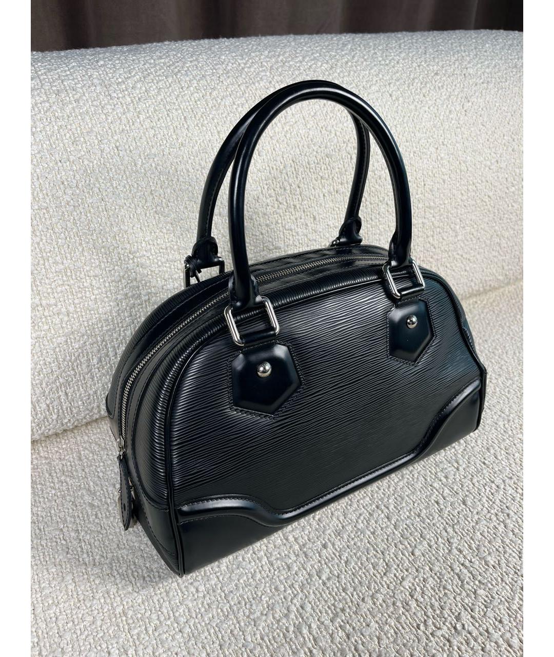 LOUIS VUITTON Черная кожаная сумка с короткими ручками, фото 2