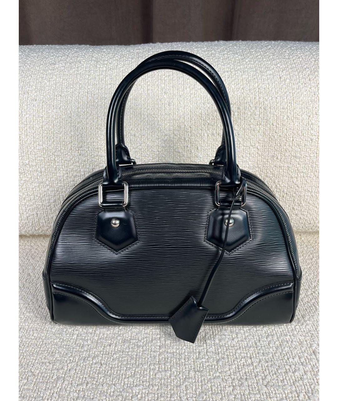 LOUIS VUITTON Черная кожаная сумка с короткими ручками, фото 3