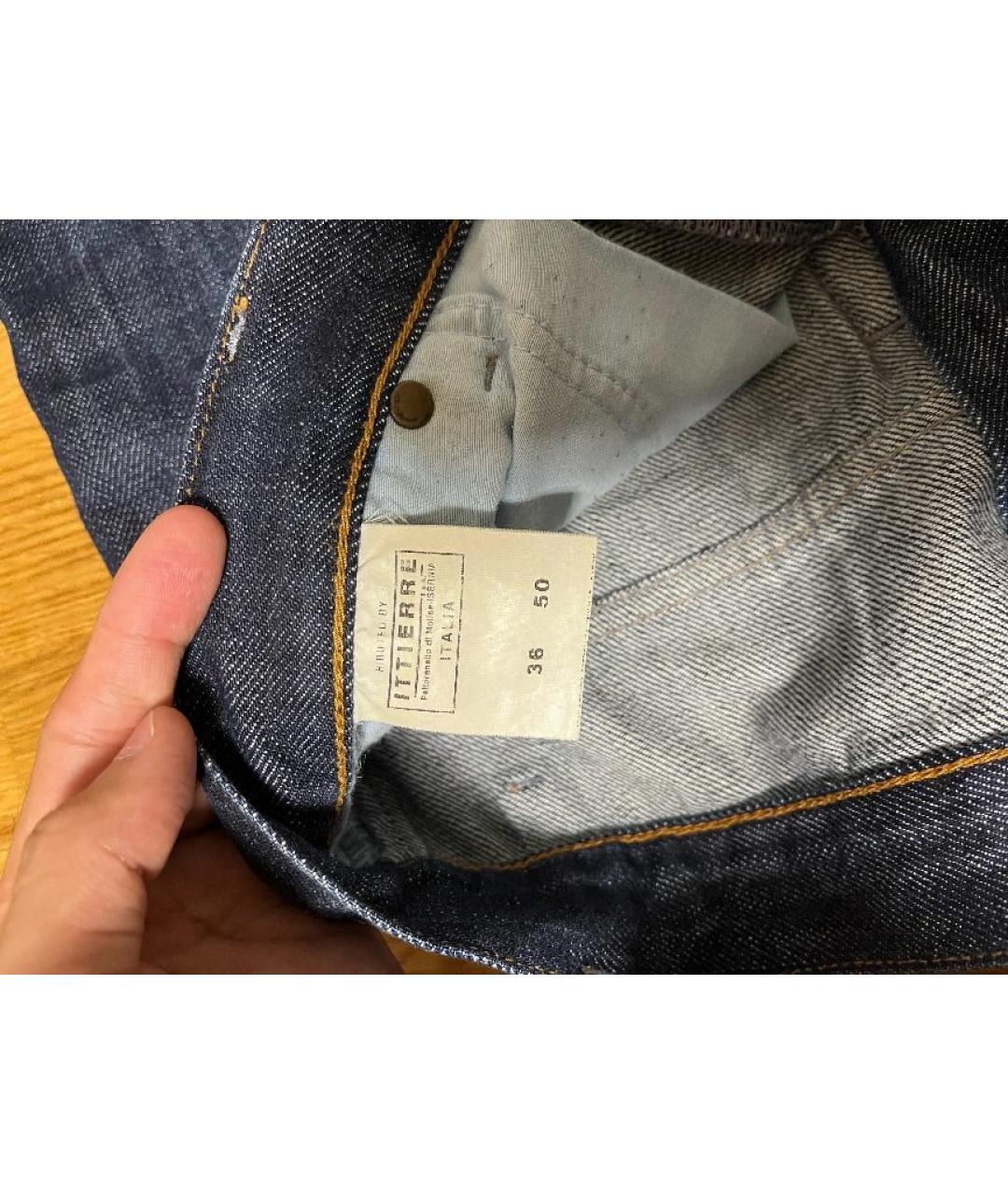 VERSACE Темно-синие хлопковые прямые джинсы, фото 4
