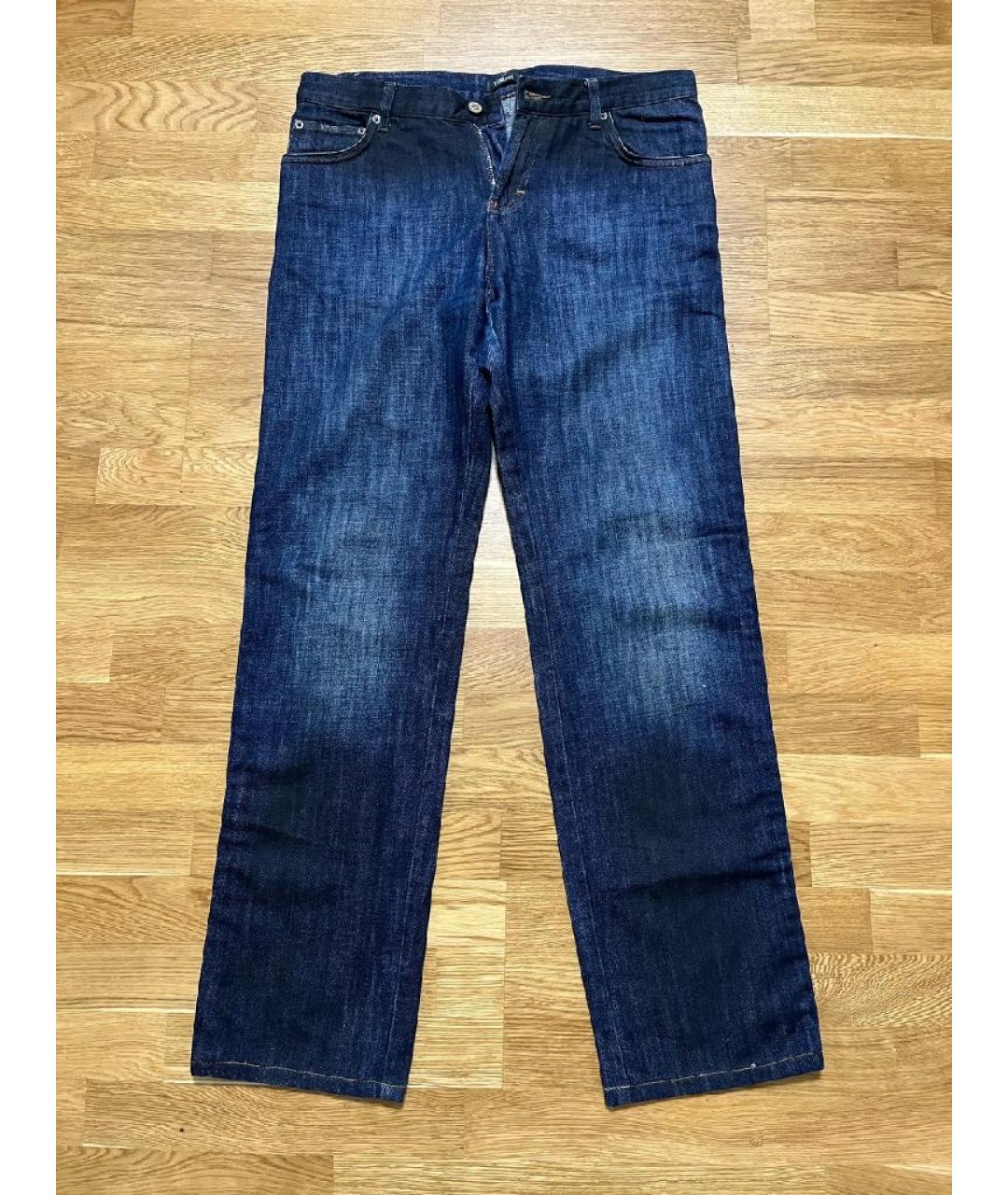 VERSACE Темно-синие хлопковые прямые джинсы, фото 5