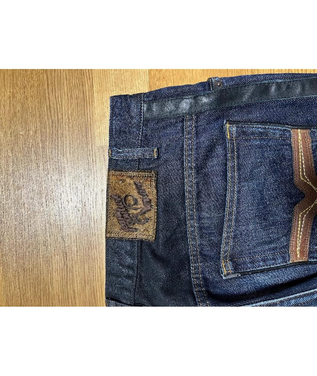 VERSACE Темно-синие хлопковые прямые джинсы, фото 3