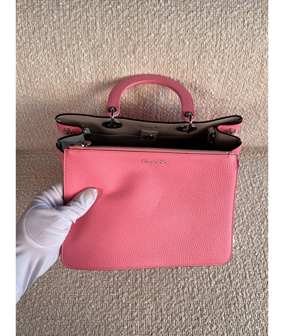 CHRISTIAN DIOR Розовая кожаная сумка с короткими ручками, фото 7