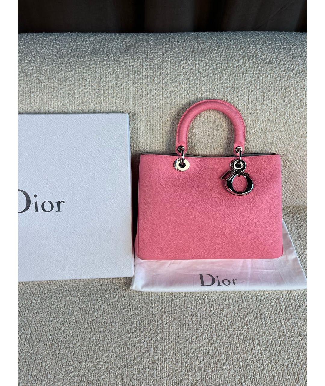 CHRISTIAN DIOR Розовая кожаная сумка с короткими ручками, фото 5