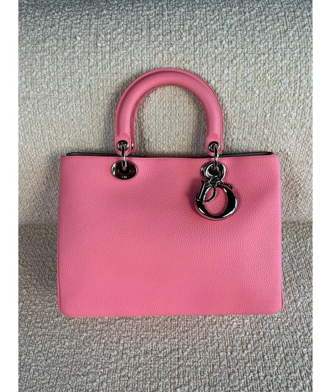 CHRISTIAN DIOR Розовая кожаная сумка с короткими ручками, фото 9