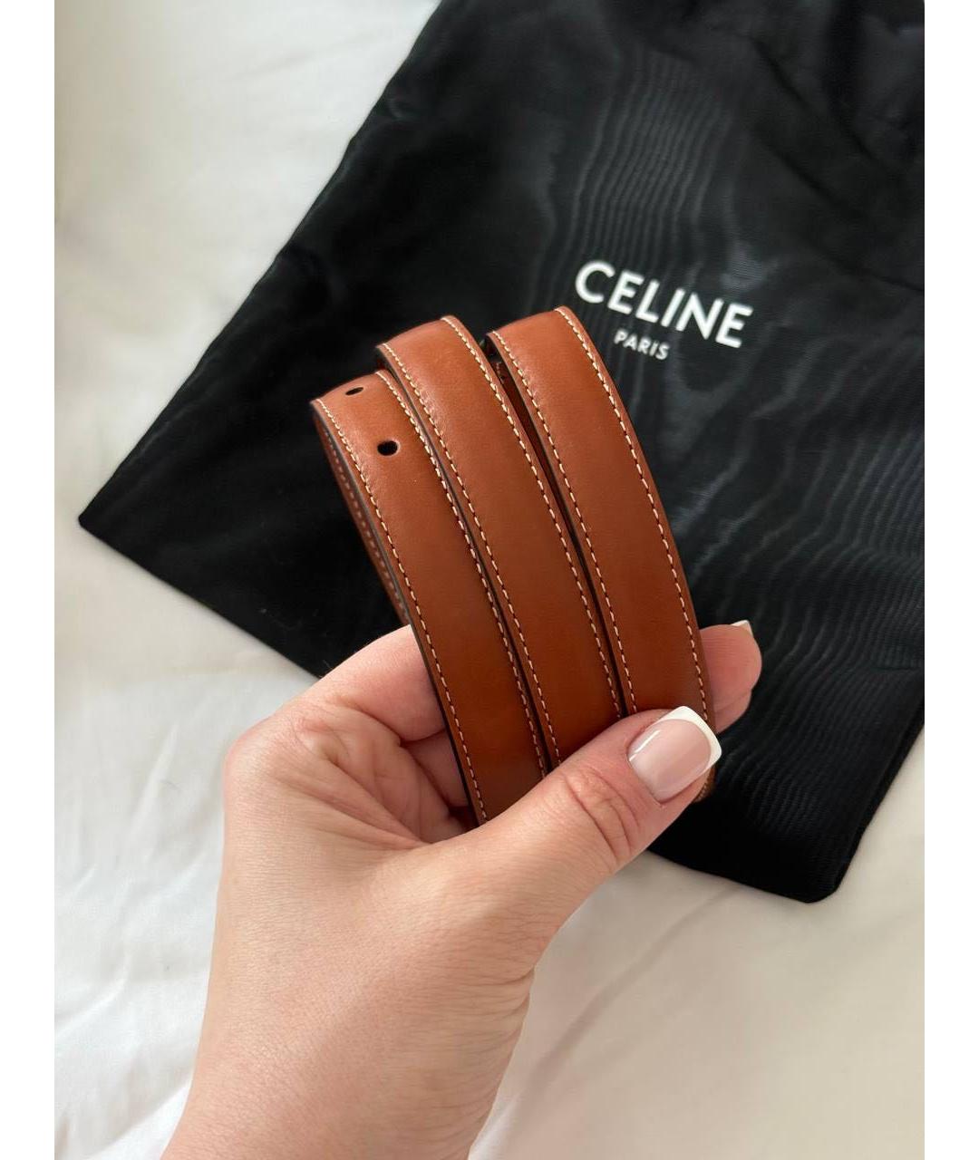CELINE Коричневый кожаный ремень, фото 4