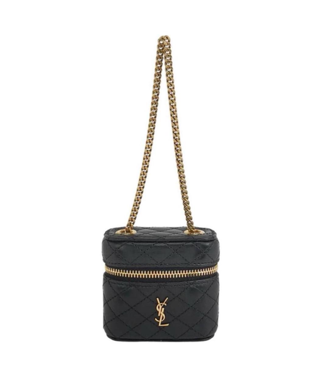 SAINT LAURENT Черная кожаная сумка с короткими ручками, фото 8