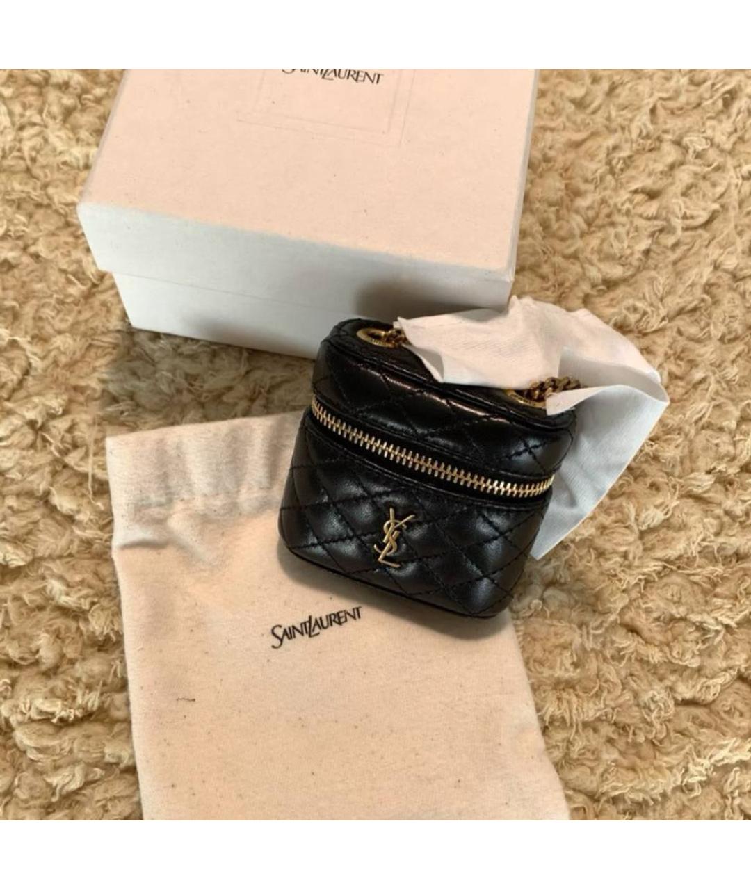 SAINT LAURENT Черная кожаная сумка с короткими ручками, фото 2