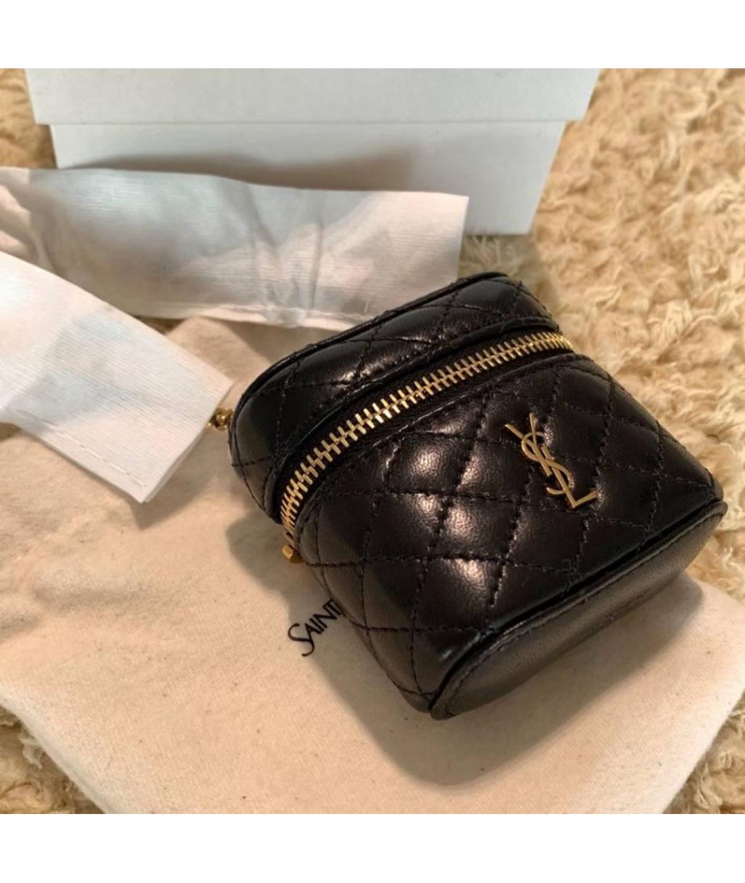 SAINT LAURENT Черная кожаная сумка с короткими ручками, фото 6