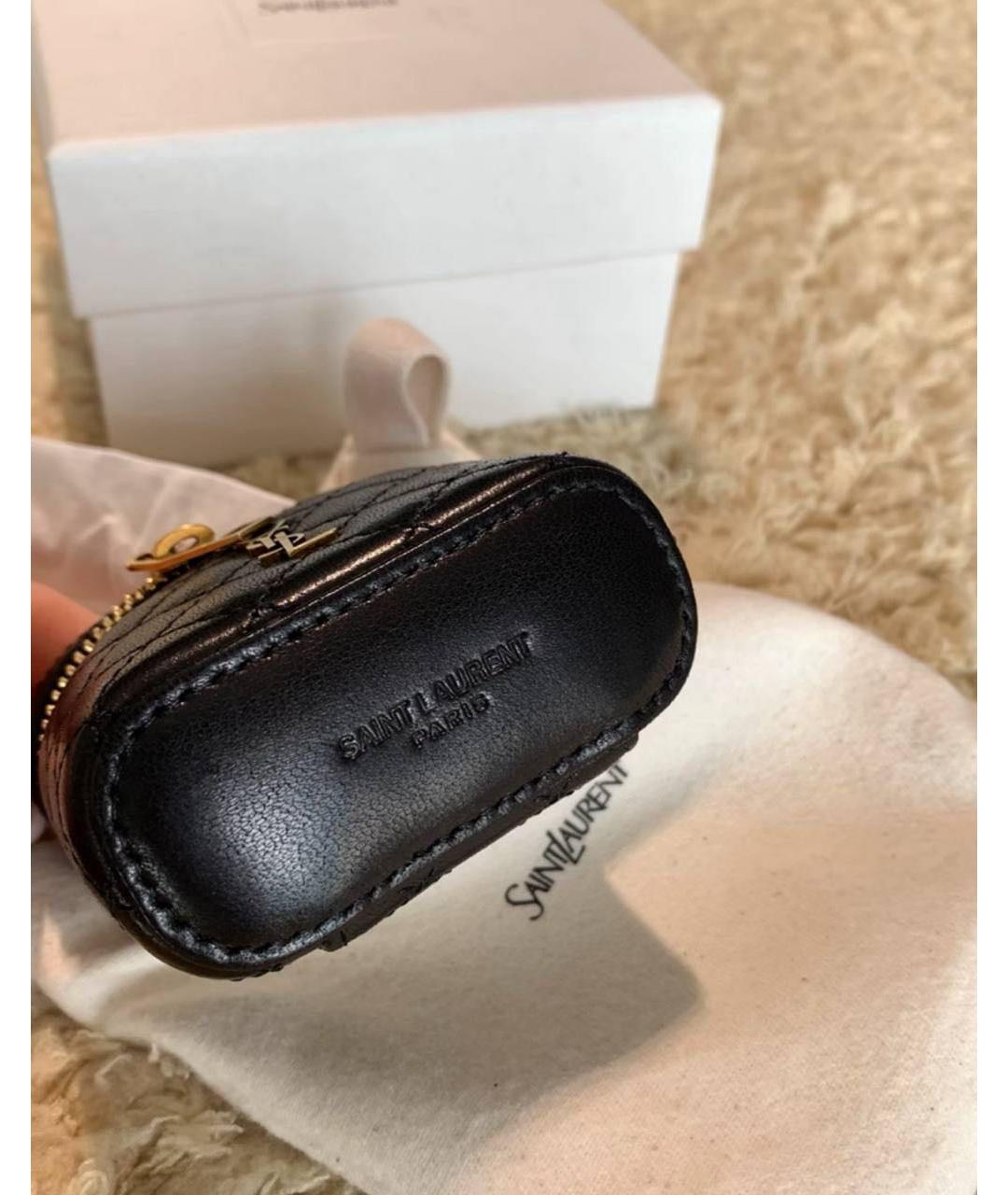 SAINT LAURENT Черная кожаная сумка с короткими ручками, фото 5