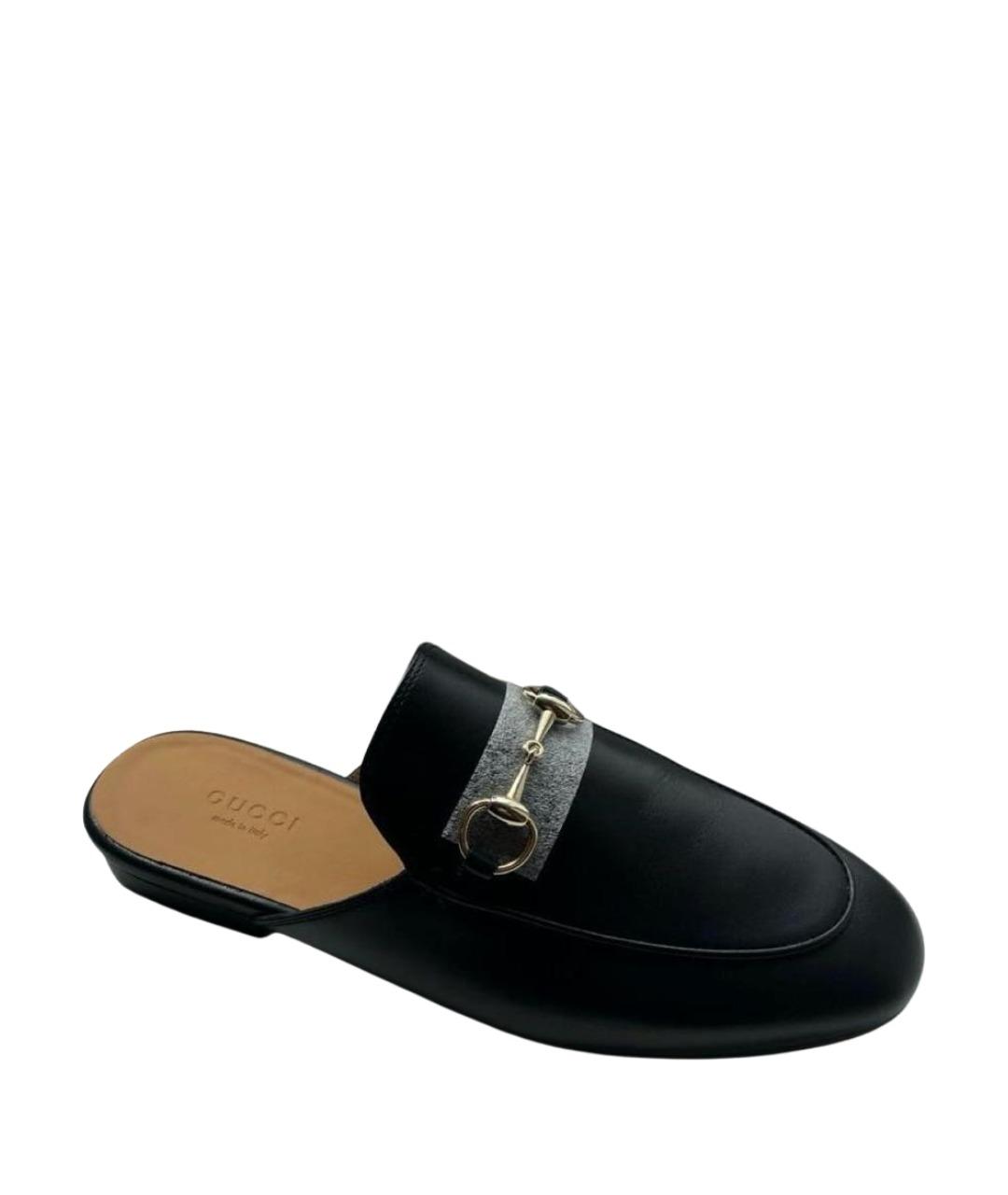 GUCCI Черные кожаные мюли, фото 1