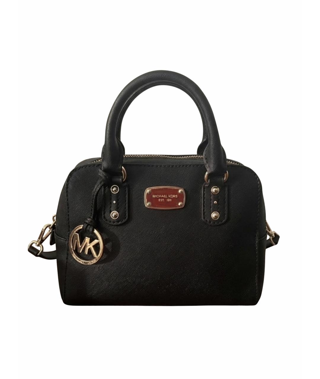 MICHAEL KORS Черная кожаная сумка с короткими ручками, фото 1